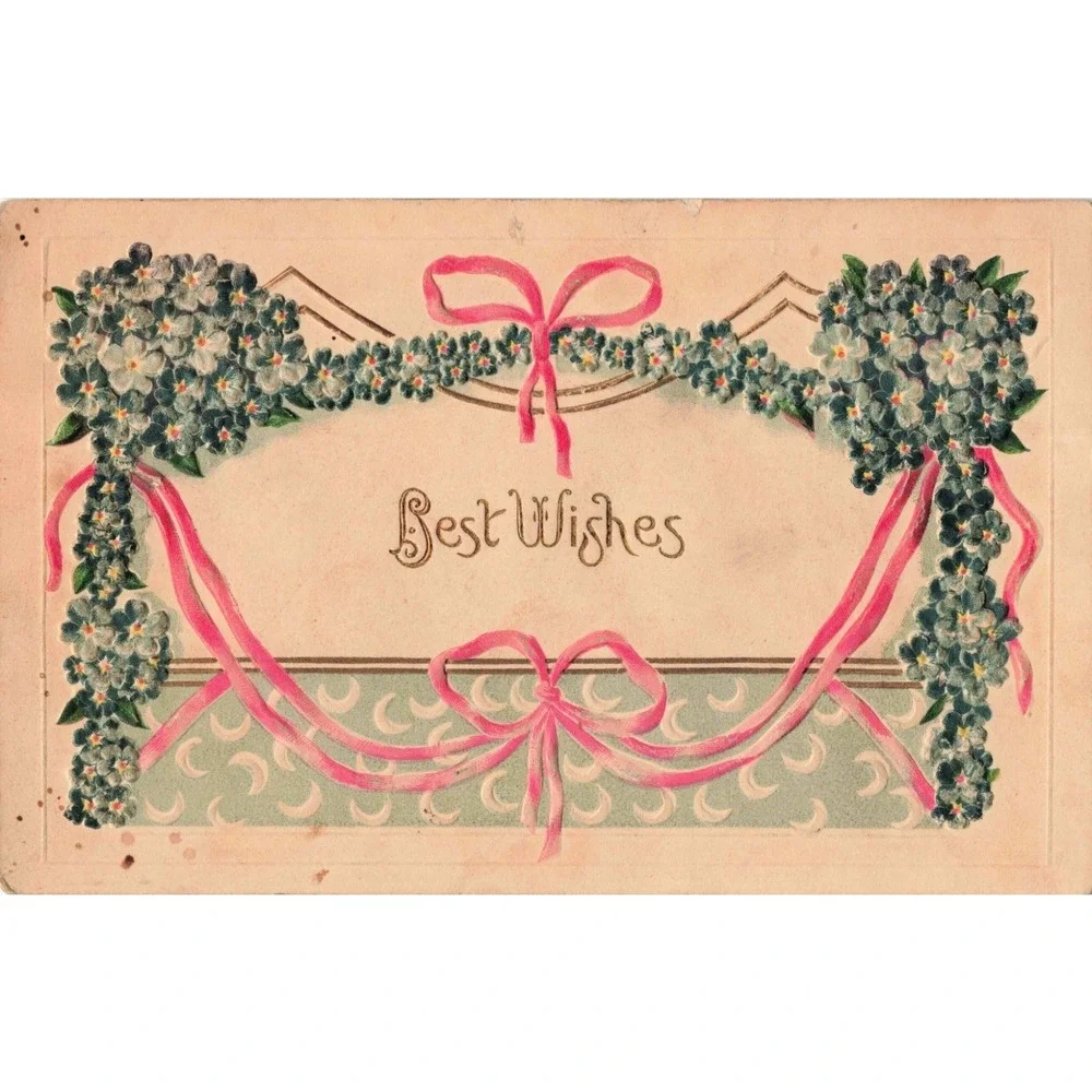 Vtg 1909 Embossed Best Wishes Postcard RPPC Era Sheboygan WI Franklin 1c